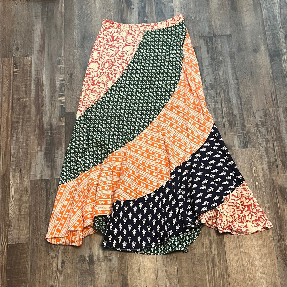 Free People Colorful Patchwork Maxi Skirt